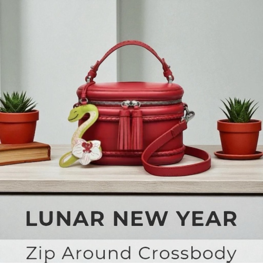 RADLEY LONDON LUNAR NEW YEAR SS25 Zip Around Crossbody Dark Red NWT w/ dust bag